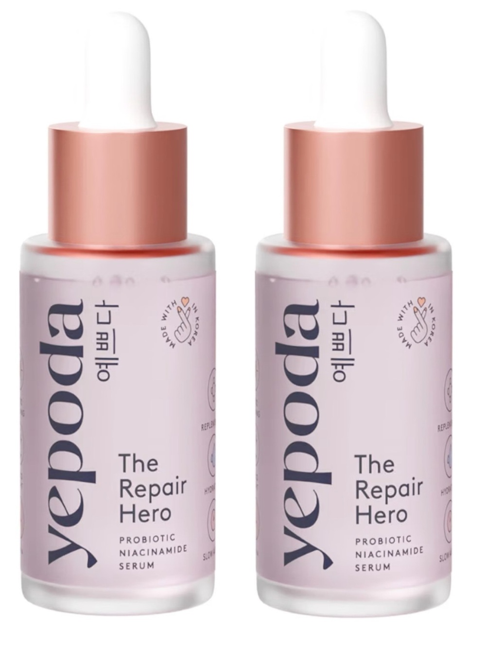 (2 Pack) Yepoda The Hero Repair Probiotic Niacinamide Face Serum 1.01 Fl Oz NEW